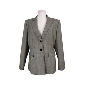 Tahari Size 12 Black White Plaid Suit Blazer Jacket Lined Pockets Career Work